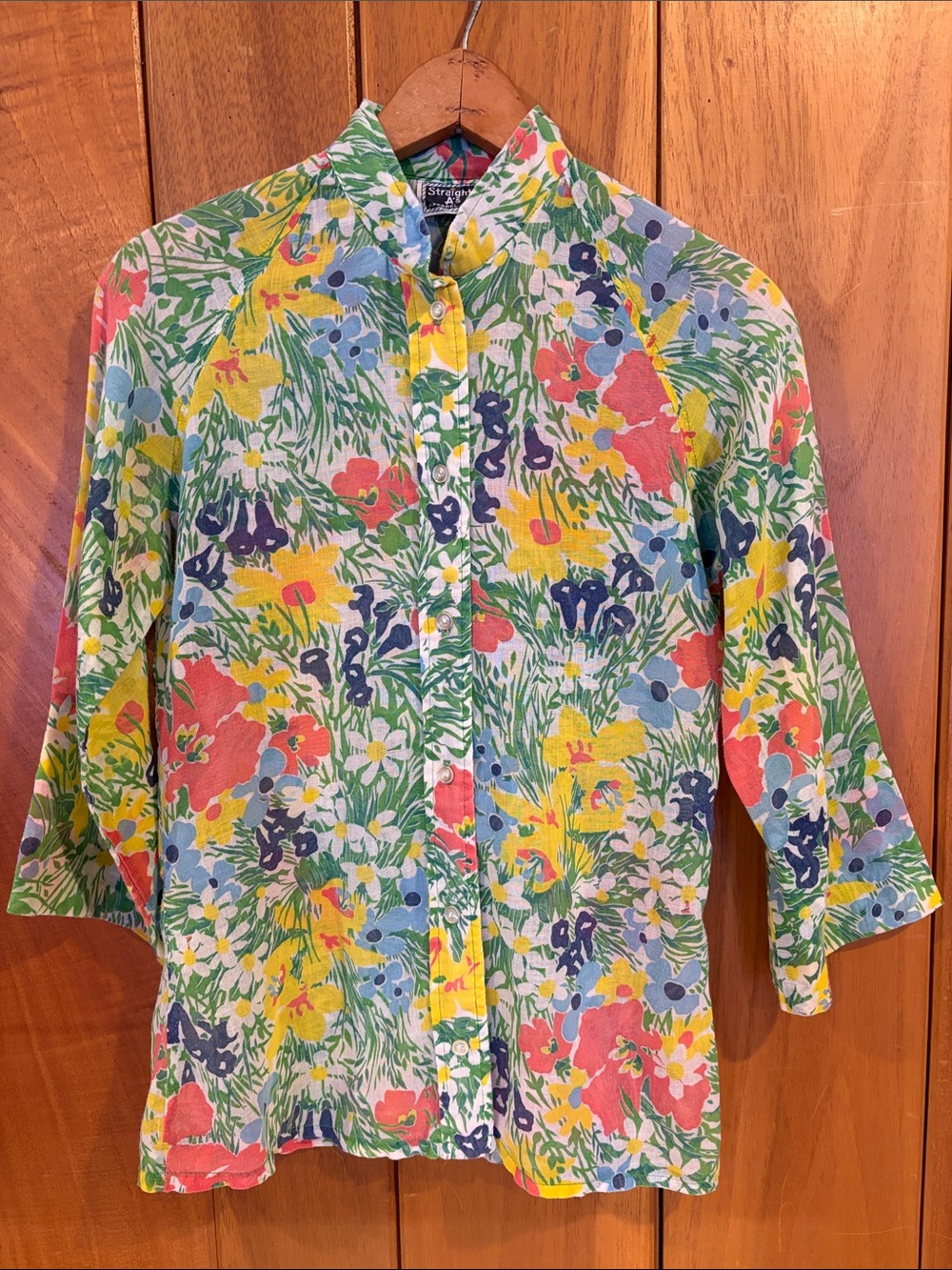Vintage Sheer Floral Button-Down Shirt